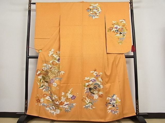 平和屋-こころ店小振袖 二尺袖 駒刺繍 鏡裏花文 金彩 正絹 逸品 AAAB8405Abrの画像1