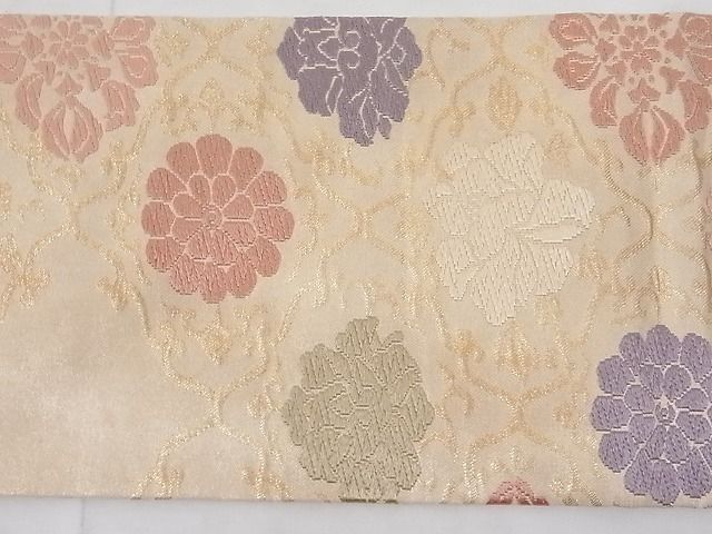 平和屋-こころ店■九寸名古屋帯 唐織 花菱文 金糸 正絹 逸品 AAAC8177Agkの画像4