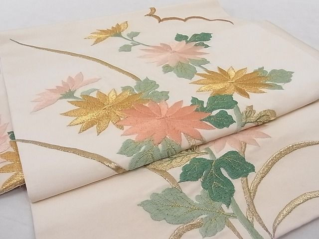 平和屋-こころ店■つけ帯　枝菊　金銀糸　正絹　逸品　AAAD7856Agk_画像3