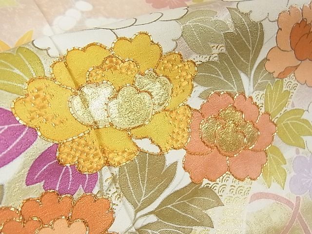 平和屋2■極上 創業460年・千總 訪問着 駒刺繍 花筏 暈し染め 金彩 逸品 4kh2167の画像8