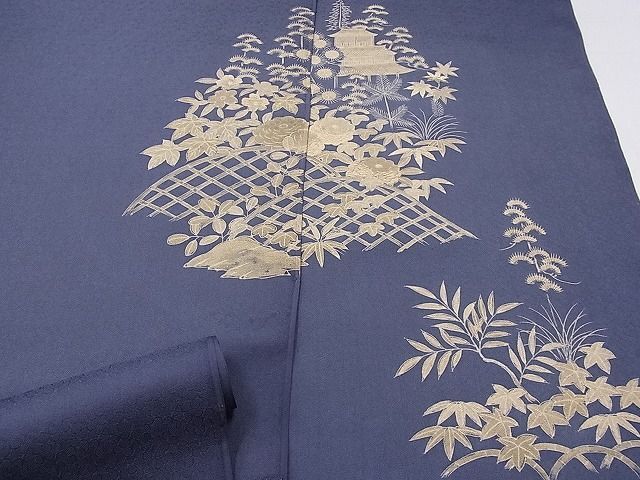 平和屋2■付下げ 反物 着尺 刺繍 籬風景花文 逸品 未使用 DAAB6599zzzの画像7