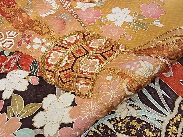 平和屋2■豪華振袖 駒刺繍 束ね熨斗花文 暈し染め 金彩 逸品 DAAB9163eeeの画像7