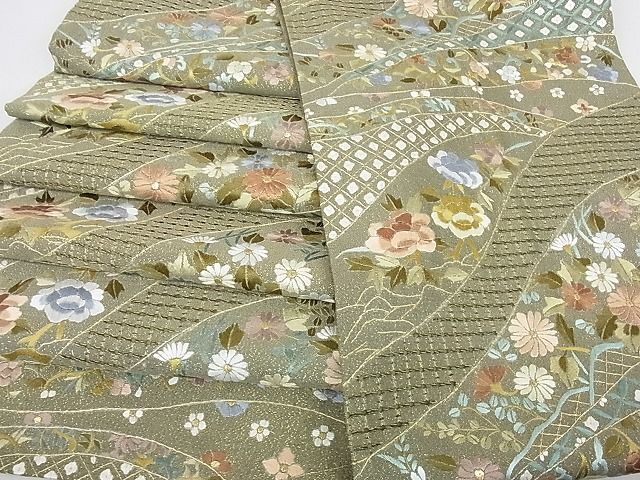 平和屋2■極上 中国三大刺繍 スワトウ刺繍 汕頭刺繍 総刺繍 袋帯 吉祥花文 金糸 逸品 DAAB7618psの画像2