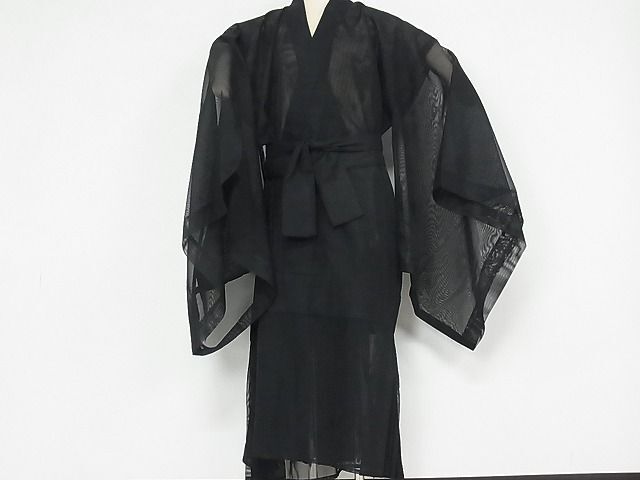 平和屋-こころ店■夏物 法衣 紗 黒地 井筒謹製 帯付き 道服 寺院 仏具 仏教 僧侶 神職 装束 AAAD7103Acsの画像1