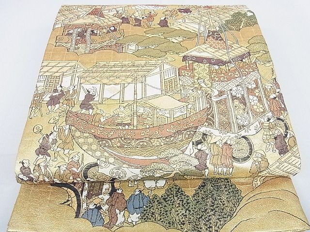 平和屋2■両面全通全景柄袋帯 洛中洛外 金糸 逸品 DAAB2537azの画像1