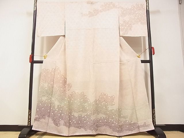 平和屋-こころ店■名門　藤娘きぬたや・総絞り　訪問着　松葉　正絹　逸品　未使用　AAAD4119Ata_画像1