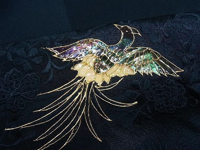 平和屋-こころ店■訪問着　刺繍　螺鈿　鳳凰花文　正絹　逸品　AAAC4305Bph_画像6