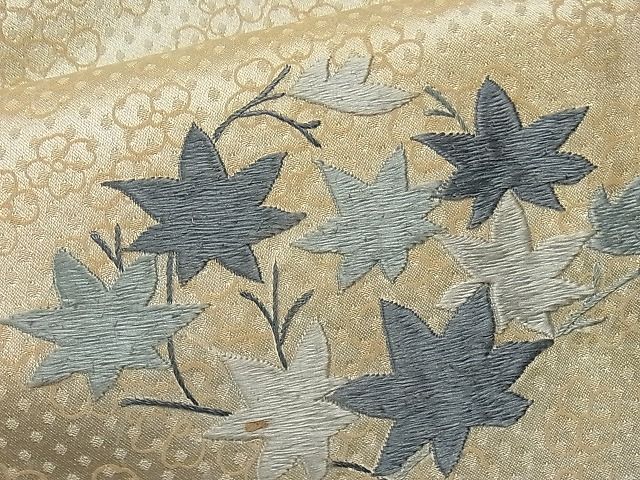 平和屋1■訪問着　単衣　総刺繍　菱草花文　金彩　逸品　CAAC0304yc_画像6