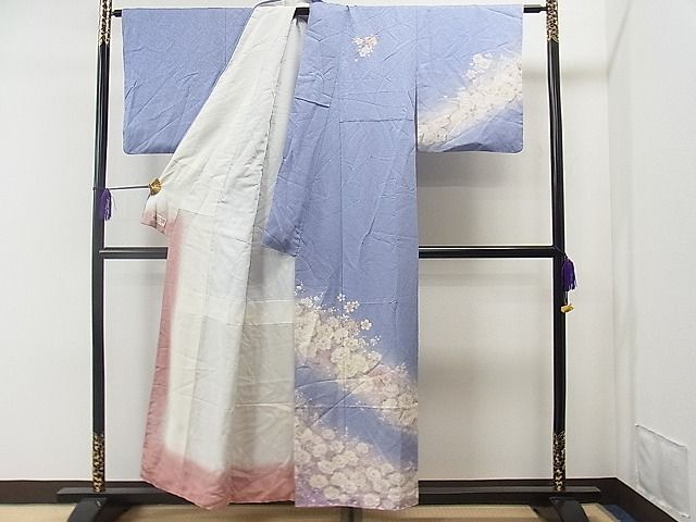 平和屋1■訪問着 作家物 牡丹花文 ラメ 暈し染め 金彩 やまと誂製 逸品 CAAC0358ycの画像2