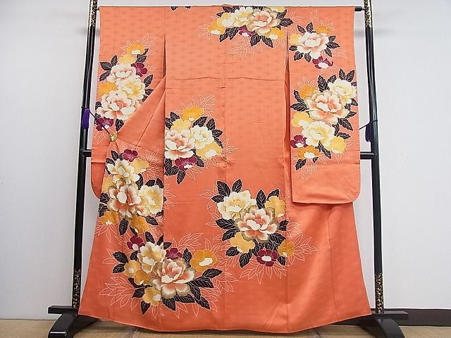 平和屋1■豪華振袖　駒刺繍　草花文　暈し染め　金彩　逸品　CAAC5709ut_画像1