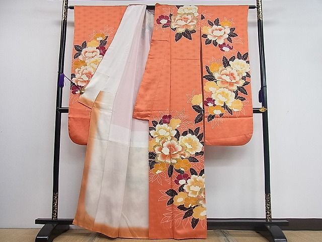 平和屋1■豪華振袖　駒刺繍　草花文　暈し染め　金彩　逸品　CAAC5709ut_画像3