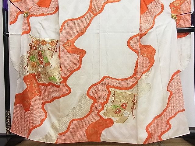 平和屋1■豪華振袖　駒刺繍　絞り　道長几帳花文　金彩　逸品　CAAC5764ut_画像2