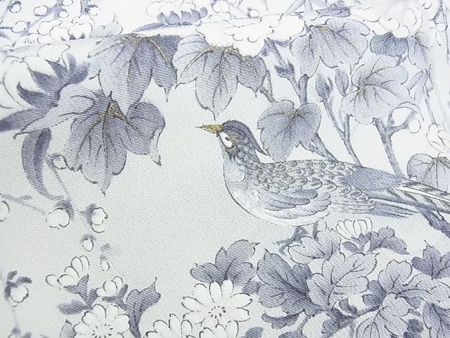 平和屋2■上質な小紋　枝花に小鳥　金彩　手描き　逸品　未使用　DAAB5780wb_画像6