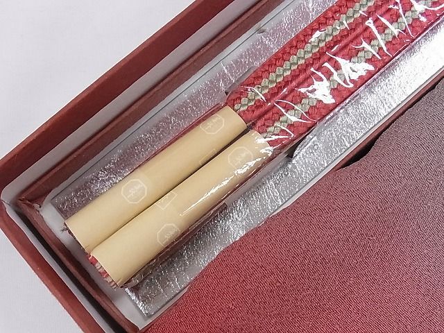 平和屋1■和装小物　上質な帯締め　帯揚げ　まとめて2点セット　暈し染め　礼装用　紗綾形文様　丸絎　さが美扱い　逸品　CAAA9448ev_画像5