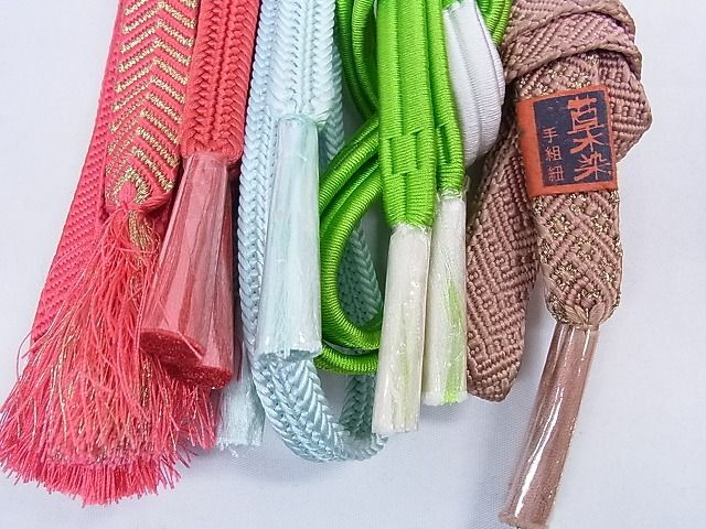  flat peace shop 1# kimono small articles fine quality obi shime 10 pcs set .. collection . tree .. rice field cord beads excellent article CAAA9286ev