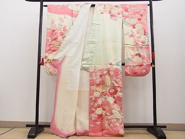 平和屋野田店■豪華振袖　駒刺繍　流水花蝶文　金銀彩　逸品　BAAC3073yc_画像2