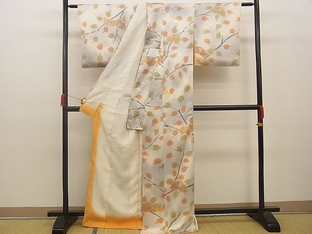 平和屋野田店■上質な小紋　手描き　椿　逸品　BAAC6459xi_画像2