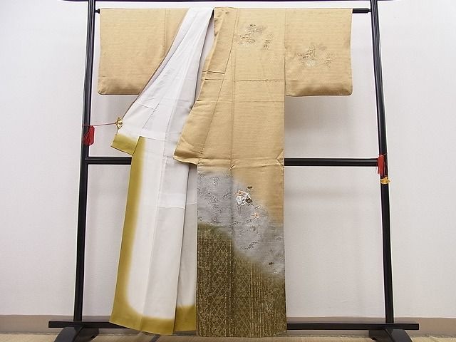 平和屋野田店■訪問着　刺繍　流水吉祥枝花文　暈し染め　金銀彩　逸品　BAAC7386pk_画像2