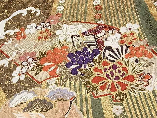 平和屋1■豪華振袖 地紙雪輪飛鶴花文 金彩 逸品 CAAC6232txの画像5