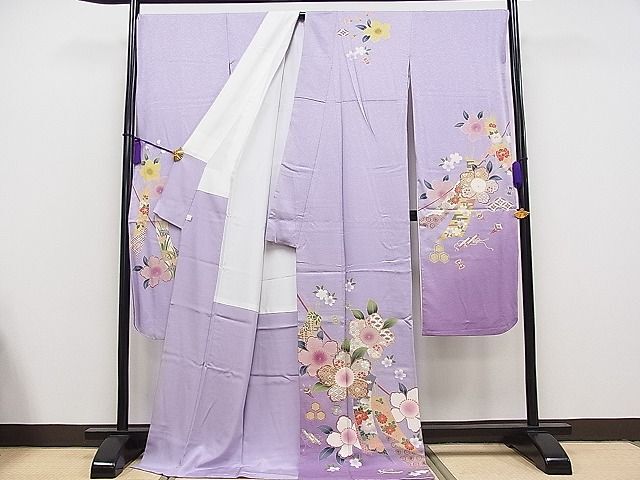 平和屋1■豪華振袖 駒刺繍 短冊吉祥花文 暈し染め 金彩 鈴乃屋扱い 逸品 CAAC6233txの画像2