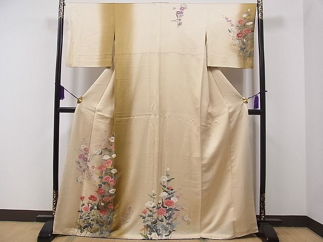 平和屋1■訪問着　舞蝶花文　暈し染め　金彩　逸品　CAAC1514fb_画像1