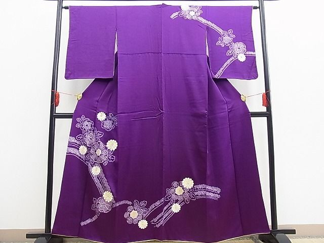 平和屋野田店■訪問着　絞り　金駒刺繍　菊花文　逸品　BAAC1743gt_画像1