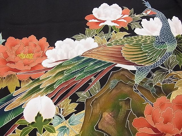  flat peace shop 1# gorgeous kurotomesode author thing embroidery flowers and birds .. gold paint temporary . feather excellent article unused CAAC1925an