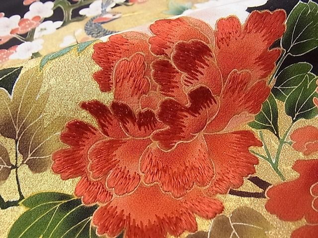 平和屋1■豪華黒留袖 作家物 刺繍 花鳥琳派 金彩 仮絵羽 逸品 未使用 CAAC1925anの画像6