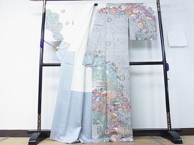 平和屋1■訪問着 総絞り 草花文 金彩 逸品 CAAC3465hyの画像2