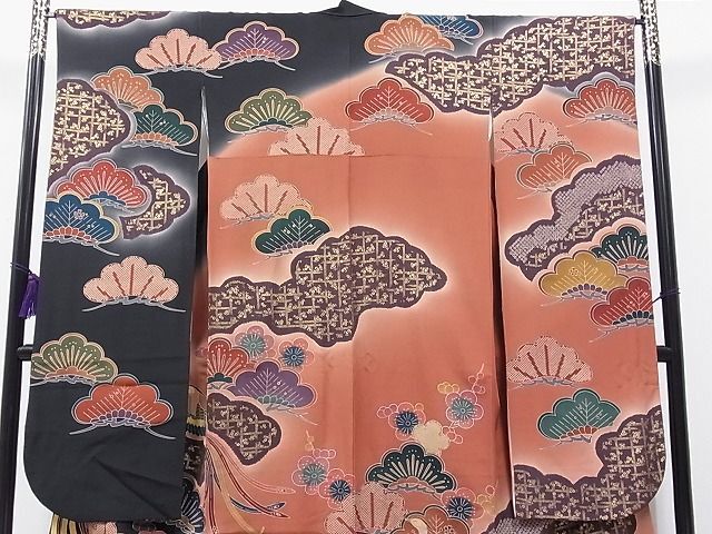 平和屋1■豪華振袖 駒刺繍 鳳凰枝松文 暈し染め 金彩 逸品 CAAC3492hyの画像2