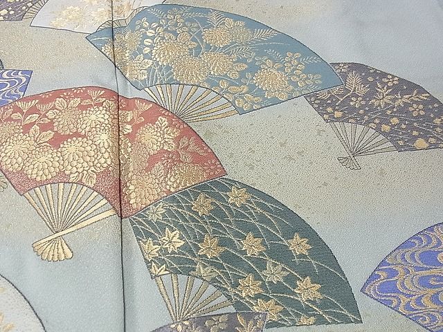 平和屋1■豪華色留袖 寿光織 扇面菊花文 金糸 松坂屋扱い 逸品 未使用 CAAA8744anの画像4