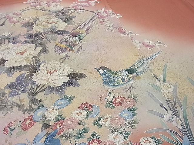  flat peace shop river interval shop # gorgeous color tomesode author thing hand .. embroidery . light woven flowers and birds writing .. dyeing gold thread excellent article n-sg0815
