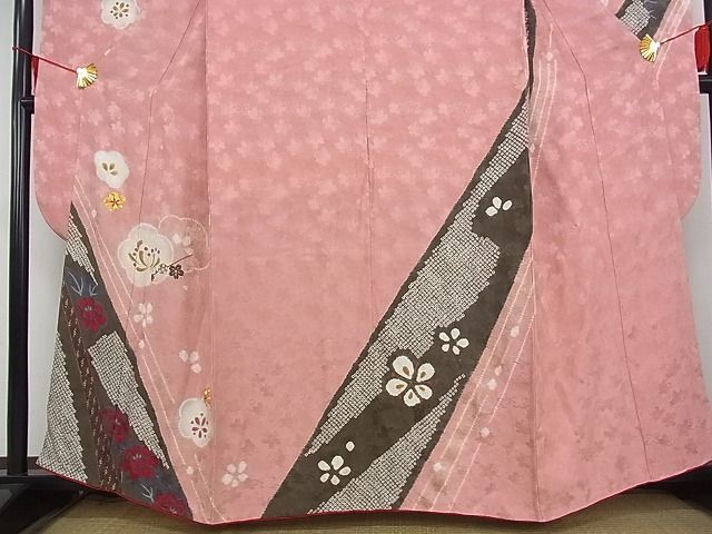 平和屋川間店■豪華振袖 駒刺繍 絞り 舞梅文 簪 金彩 着丈158.5cm 裄丈66cm 正絹 逸品 B-wt9806の画像3