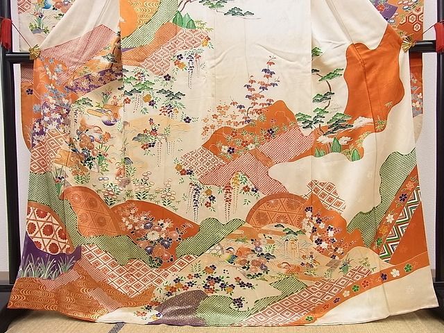 平和屋野田店■豪華振袖　駒刺繍　鴛鴦吉祥籬花文　金彩　逸品　BAAC8655pk_画像3