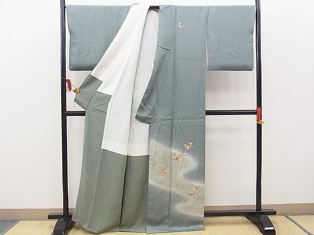 平和屋野田店■訪問着　駒刺繍　流水花筏文　暈し染め　金銀彩　逸品　BAAC2914hv_画像4