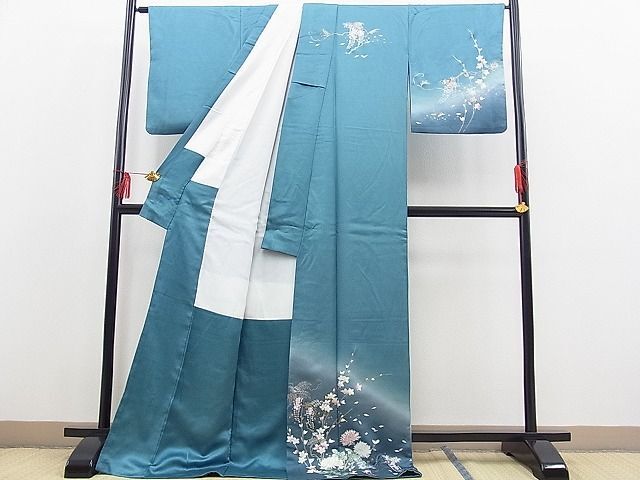 平和屋野田店■訪問着　ロング丈　四季の花　ぼかし染め　金銀彩　逸品　BAAC3890gt_画像2