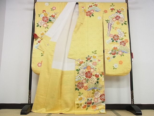  flat peace shop - here . shop # finest quality establishment 460 year * thousand . long-sleeved kimono piece embroidery .. sleeve preference .. flower writing gold paint height island shop treatment silk excellent article KAAA0444kk4