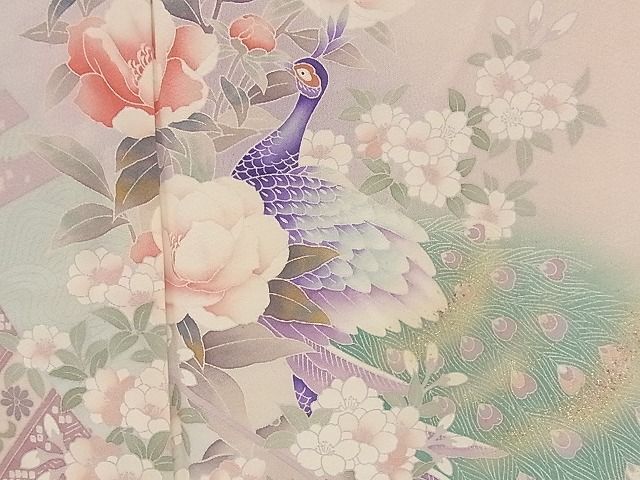 平和屋■1円 訪問着 まとめて 50点 孔雀 薔薇 花柄 友禅 手描き 駒刺繍 金彩 など 着用可能多数 未使用品あり 全て正絹 se1428_画像8