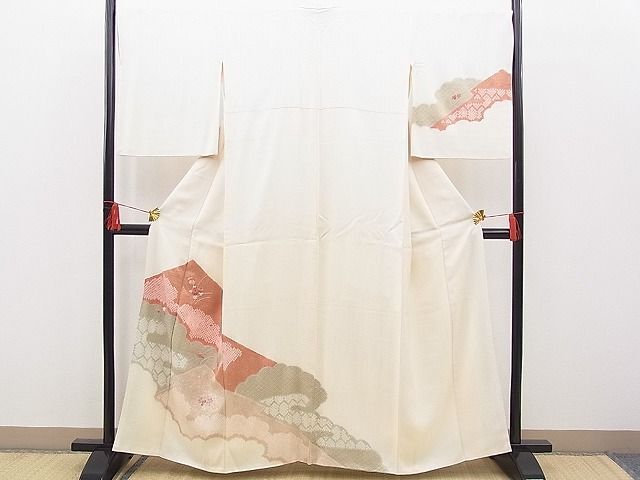 平和屋野田店■訪問着　刺繍　雲取り鹿の子草花文　金銀彩　逸品　BAAC2933hv_画像1