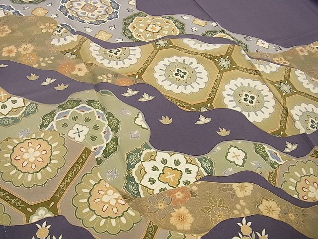  flat peace shop Noda shop # gorgeous color tomesode piece embroidery road length regular .... flower writing gold paint excellent article BAAC8595xi