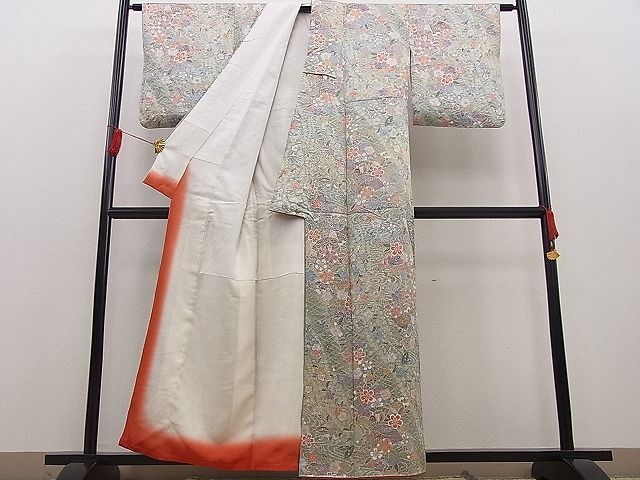 平和屋野田店■上質な小紋　辻が花　扇面流水文　金彩　逸品　BAAC4032yt_画像3