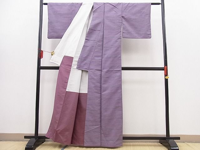 平和屋野田店■上質なお召　横段吉祥文　逸品　BAAC7480pk_画像2