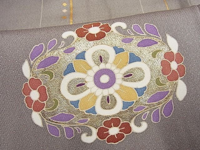 平和屋-こころ店■訪問着　作家物　駒刺繍　飛鳥花文　金彩　正絹　逸品　AAAD5371Bph_画像5