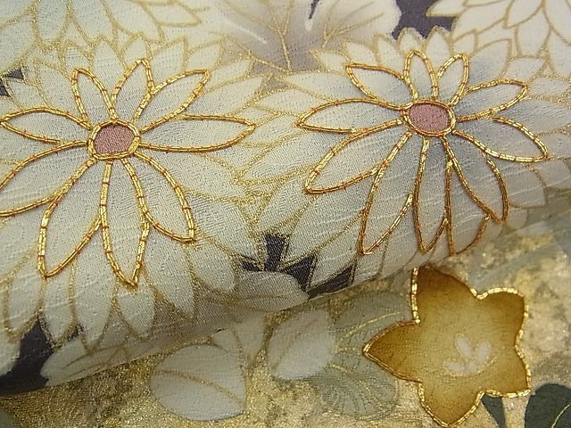 平和屋1■創業460年・千總　訪問着　駒刺繍　草花文　金彩　そごう扱い　逸品　CAAC1074vf_画像7