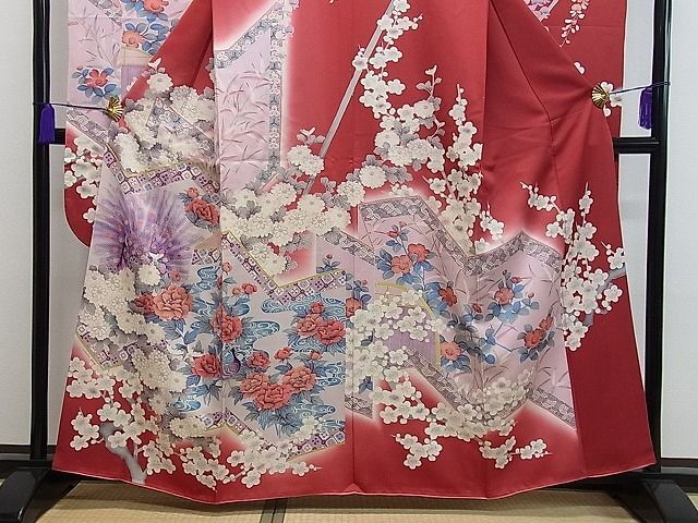 平和屋1■豪華振袖 刺繍 孔雀花文 暈し染め 銀彩 逸品 CAAC5475ghの画像2