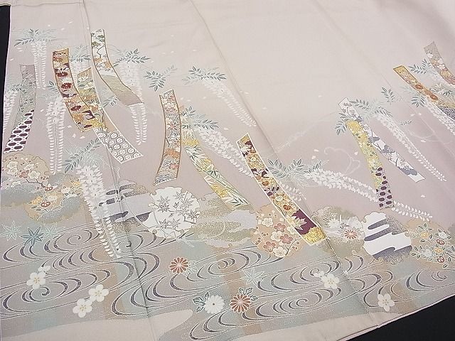 平和屋1■豪華色留袖 作家物 駒刺繍 短冊雪輪花文 金彩 逸品 CAAC3963dxの画像4