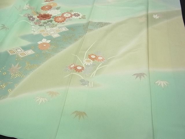 平和屋1■創業460年・千總 訪問着 駒刺繍 立波草花文 金彩 三越扱い 逸品 CAAC1073vfの画像5