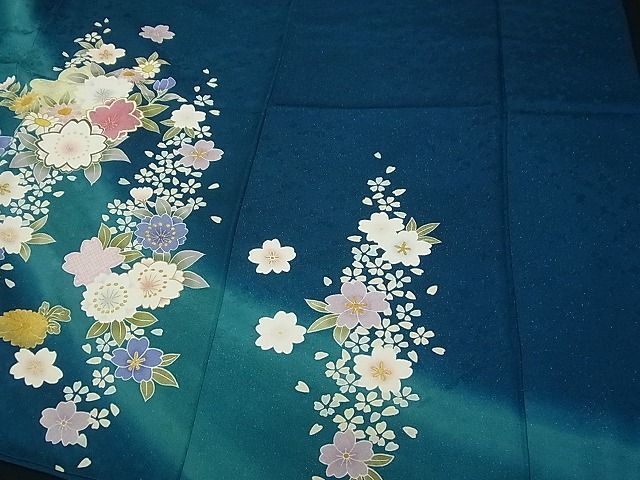 平和屋1■豪華振袖 駒刺繍 舞花文 銀通し地 逸品 CAAC1080vfの画像7