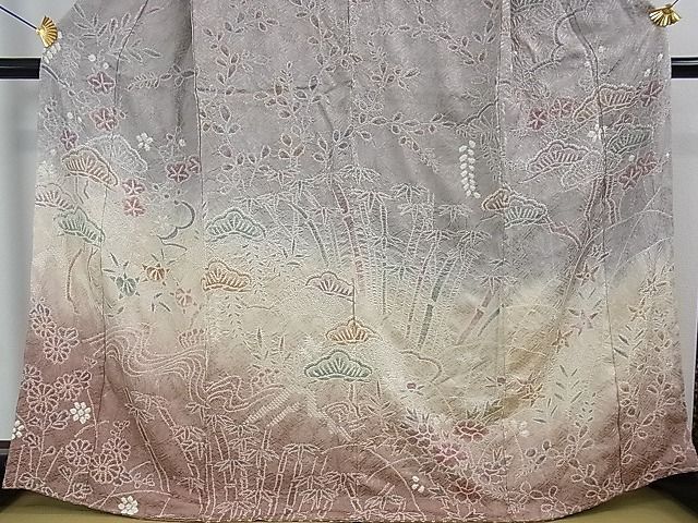 平和屋2■名門 藤娘きぬたや・総絞り 訪問着 花松笹文 暈し染め 逸品 DAAB9364eeeの画像4