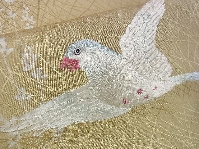 平和屋2■訪問着　刺繍　小鳥　草花文　逸品　DAAB9380eee_画像7